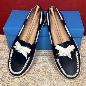 JACK ROGERS Midnight Blue Bonnie Weekend Loafer Contrasting White Soles& Lacing